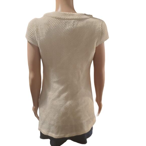 Tabitha Anthropologie Size S Ivory Wool Snap Ruffle Cardigan Sweater Pockets - Picture 5 of 9